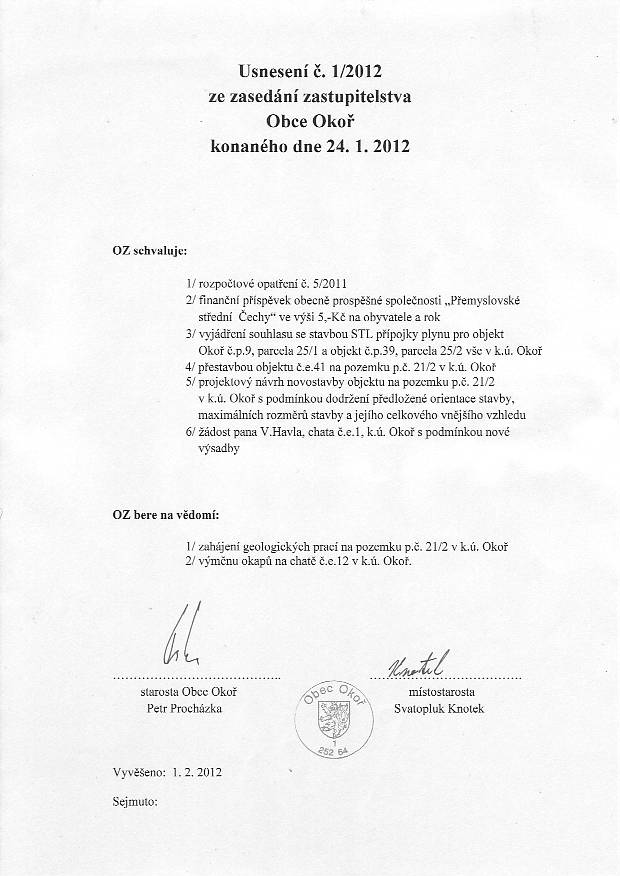 Usnesen OZ .1/2012
