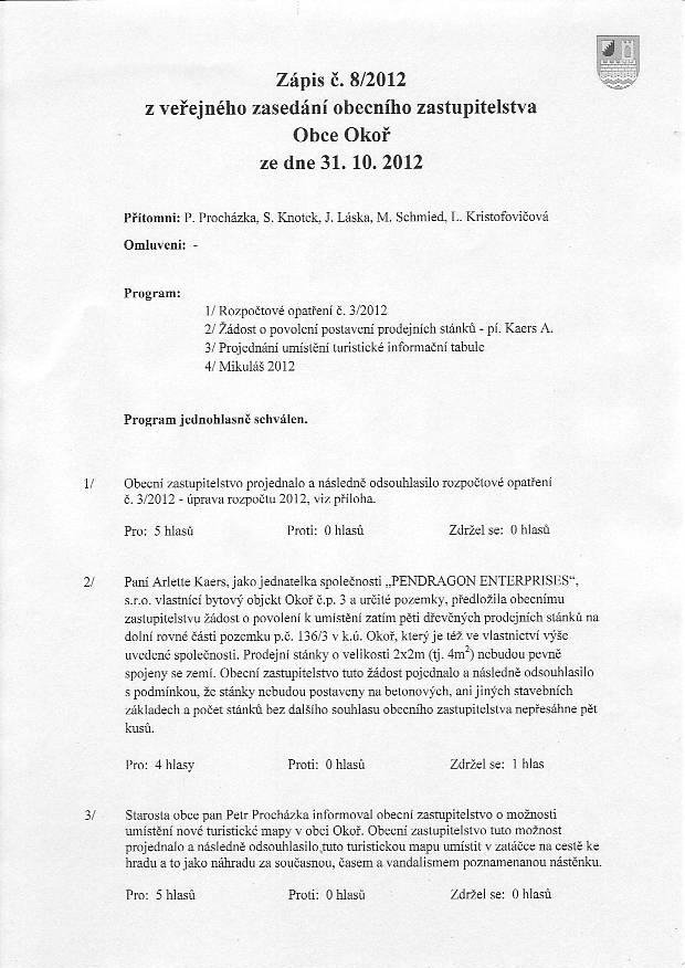 Zpis OZ .8/2012 - 1/2