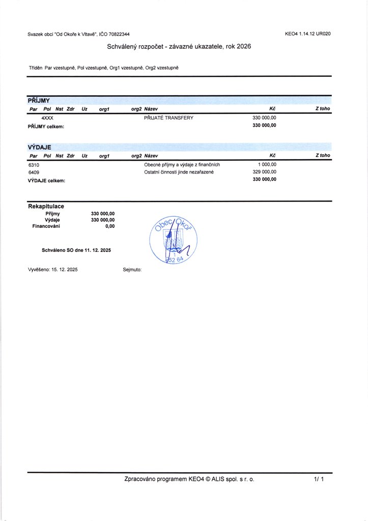 SO-rozpo�et na rok 2026